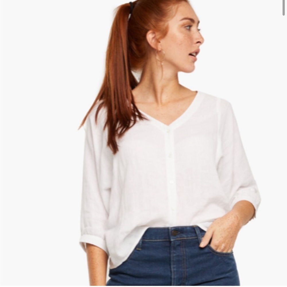 ABLE Rupa white cotton gauze top